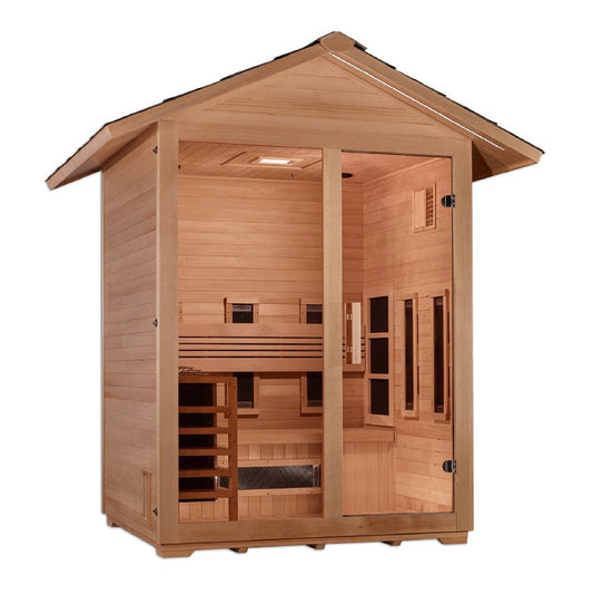 Golden Designs "Carinthia" 3-Person Full Spectrum Hybrid Outdoor Steam Sauna - Canadian Hemlock GDI-8123-01 || - GDI-8123-01