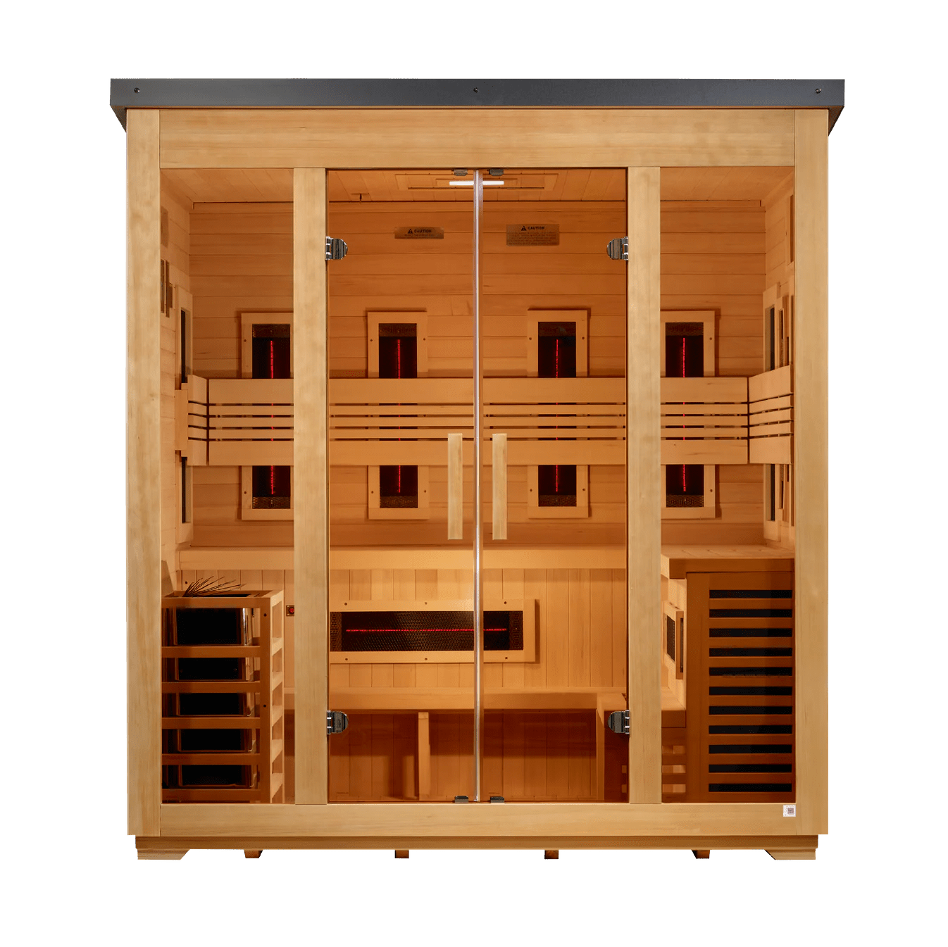 Golden Designs Traditional Full Spectrum Hybrid Outdoor Sauna 5 - Person w/ Canadian Hemlock | "Gargellen" GDI - 8125 - 01 - GDI-8125-01