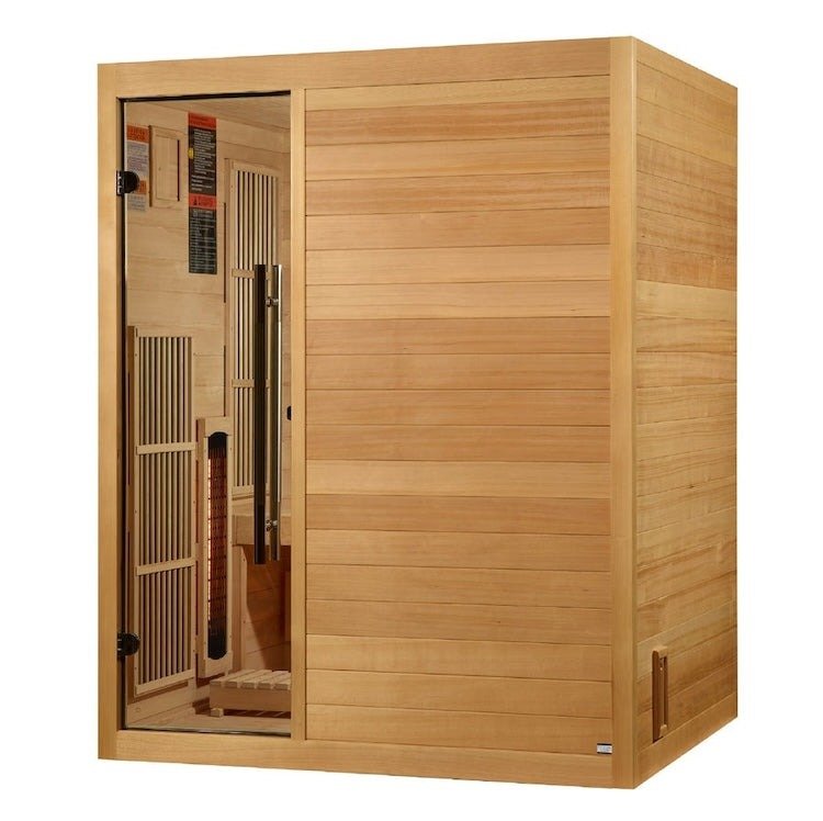 Golden Designs Full Spectrum Traditional Hybrid Sauna 3 - Person w/ Hemlock & Himalayan Salt Bar | "Soria" GDI - 8330 - 01 - GDI - 8330 - 01