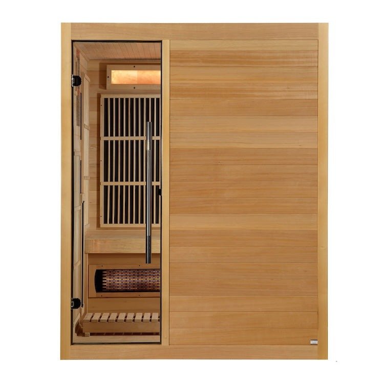 Golden Designs Full Spectrum Traditional Hybrid Sauna 3 - Person w/ Hemlock & Himalayan Salt Bar | "Soria" GDI - 8330 - 01 - GDI - 8330 - 01