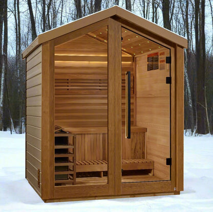 Golden Designs Traditional Steam Outdoor Sauna 3 - Person w/ Red Cedar Interior| "Savonlinna" GDI - 8503 - 01 - GDI - 8503 - 01