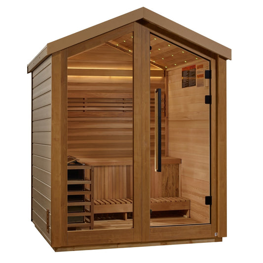 Golden Designs Traditional Steam Outdoor Sauna 3 - Person w/ Red Cedar Interior| "Savonlinna" GDI - 8503 - 01 - GDI - 8503 - 01