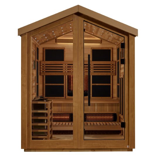 Golden Designs "Loviisa" Hybrid Full Spectrum Infrared and Traditional 3 - Person Outdoor Sauna (GDI - 8523 - 01) w/ Canadian Red Cedar Interior || - GDI - 8523 - 01