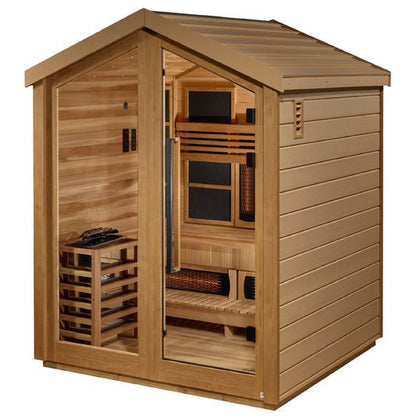 Golden Designs "Loviisa" Hybrid Full Spectrum Infrared and Traditional 3 - Person Outdoor Sauna (GDI - 8523 - 01) w/ Canadian Red Cedar Interior - GDI - 8523 - 01