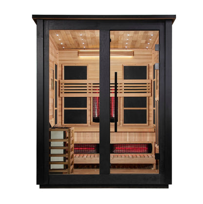 Golden Designs "Loviisa" 3 Person, 2 Tone Barn Hybrid Full Spectrum IR or Traditional Outdoor Sauna GDI-8523-03 - GDI-8523-03-Loviisa 2 Tone