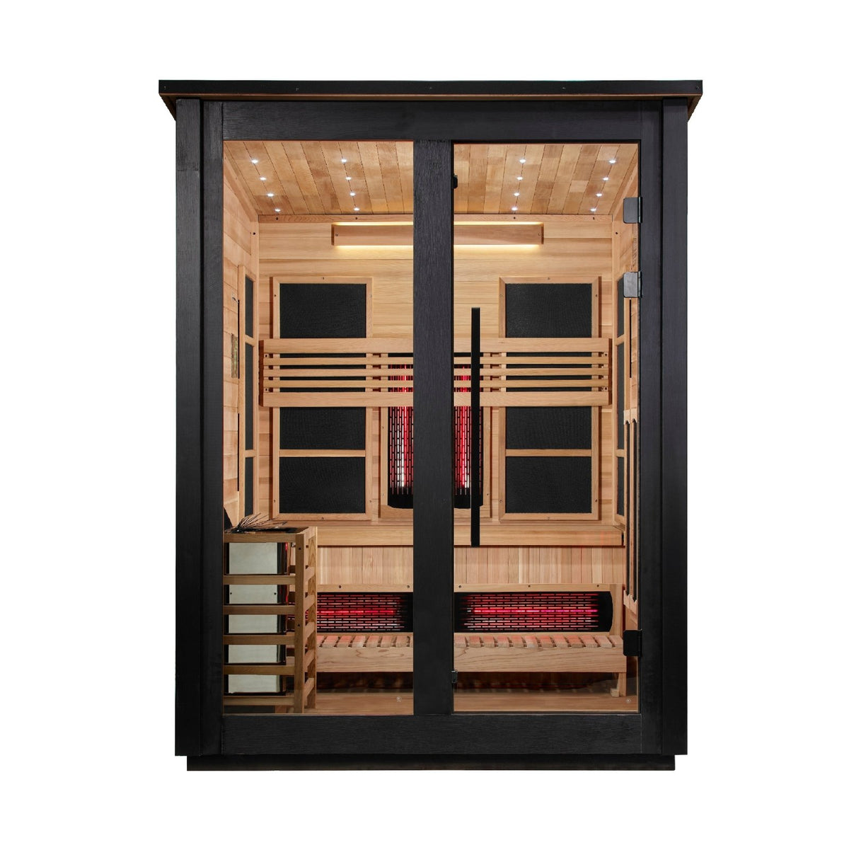 Golden Designs "Loviisa" 3 Person, Black Barn Hybrid Full Spectrum or Traditional Outdoor Sauna GDI-8523-04 - GDI-8523-04-Black