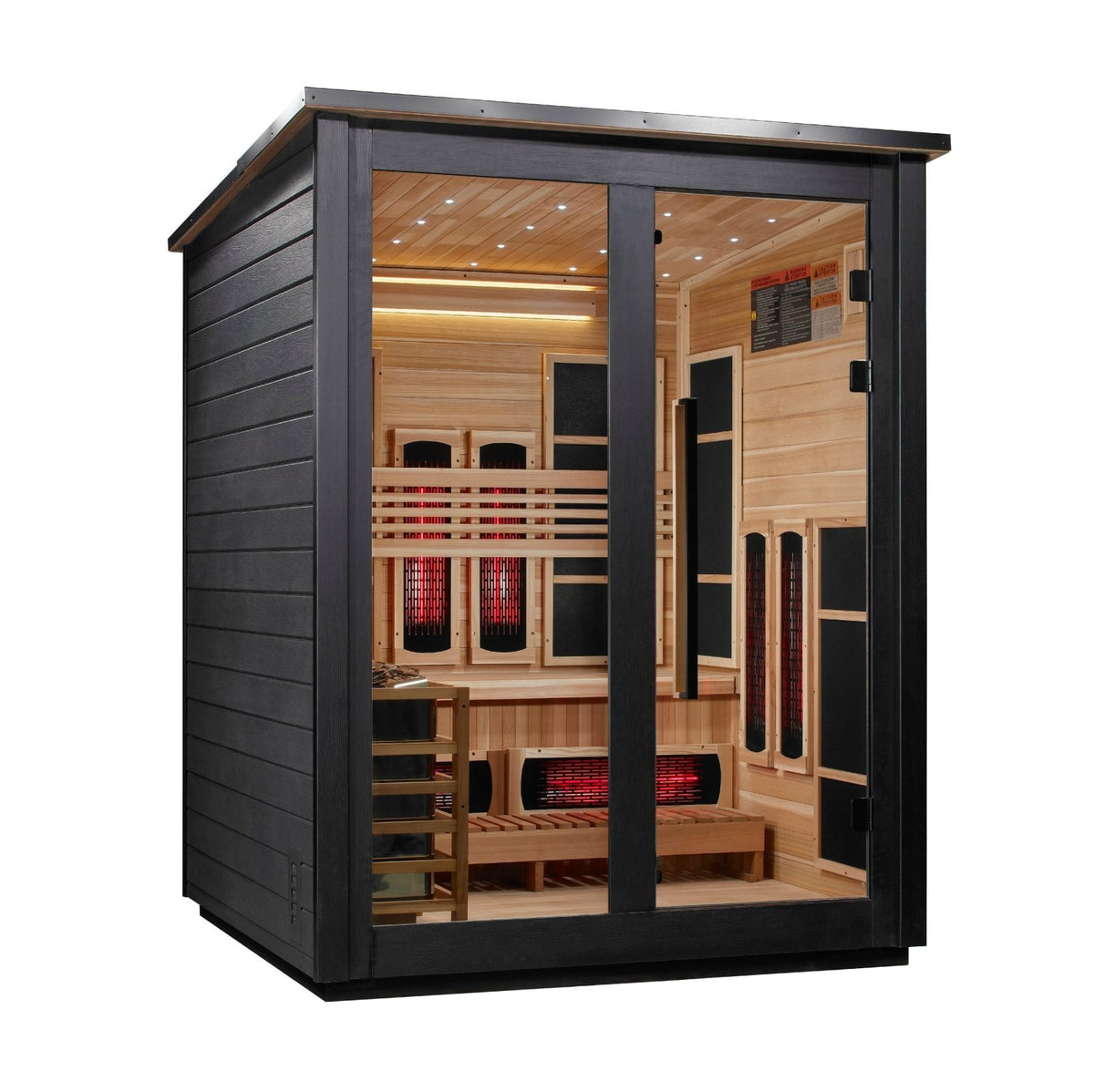 Golden Designs "Loviisa" 3 Person, Black Barn Hybrid Full Spectrum or Traditional Outdoor Sauna GDI-8523-04 - GDI-8523-04-Black