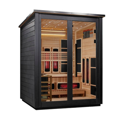 Golden Designs "Loviisa" 3 Person, Black Barn Hybrid Full Spectrum or Traditional Outdoor Sauna GDI-8523-04 - GDI-8523-04-Black
