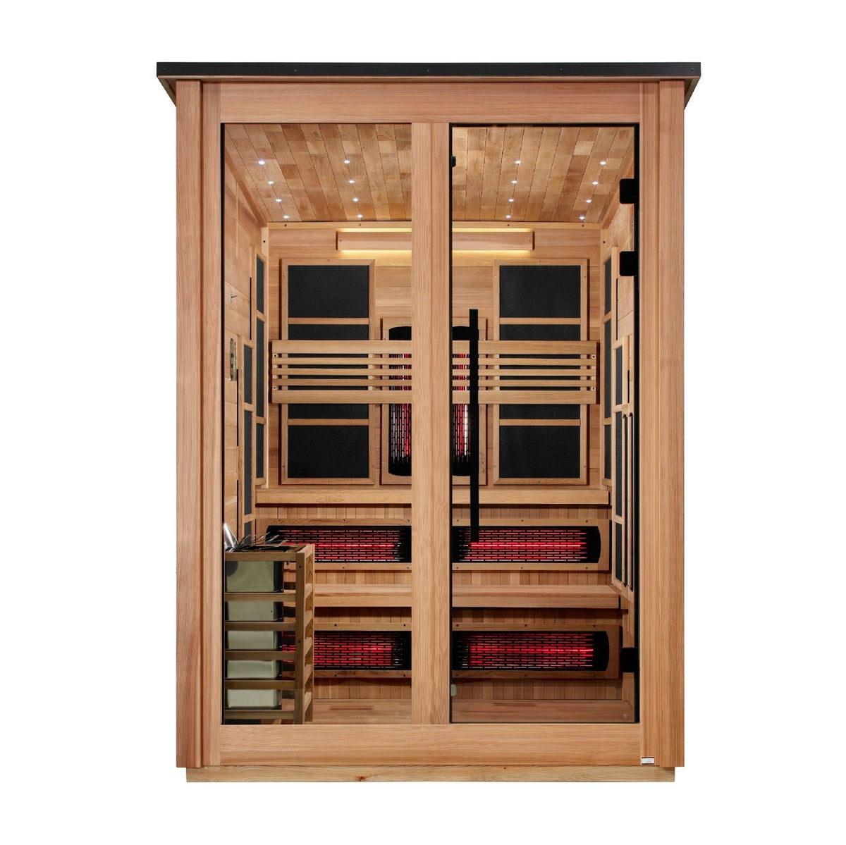 Golden Designs "Kaskinen" 6 Person, Pacific Cedar Barn Hybrid PureTech™ Full Spectrum IR or Traditional Stove) Outdoor Sauna GDI-8526-02) - GDI-8526-02