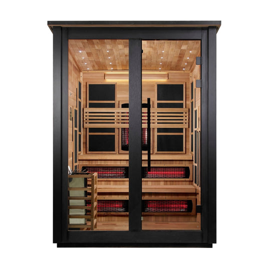 Golden Designs "Kaskinen" 6 Person, 2 Tone Barn Hybrid (PureTech™ Full Spectrum IR or Traditional Stove) Outdoor Sauna (GDI-8526-03) - GDI-8526-03