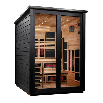 Golden Designs "Kaskinen" 6 Person, Black Barn Hybrid Full Spectrum IR or Traditional Outdoor Sauna GDI-8526-04 - GDI-8526-04-Black