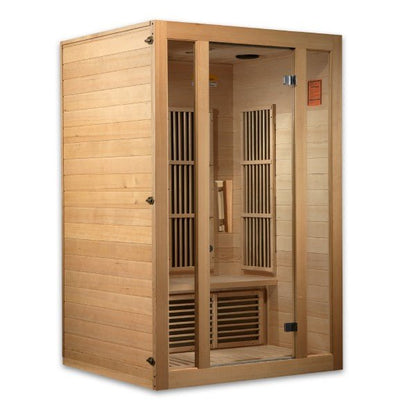 Golden Designs Maxxus "Seattle" FAR Infrared Sauna Near Zero EMF 2 - Person w/ Hemlock Wood | Model: MX - J206 - 01 - ZF || - MX - J206 - 01 - ZF