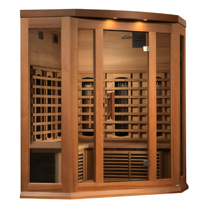 Golden Designs Near Zero EMF 3 - Person Maxxus Full Spectrum FAR Infrared Sauna Corner Unit with Red Cedar Wood | Model: MX - M356 - 01 - FS CED - MX - M356 - 01 - FS CED