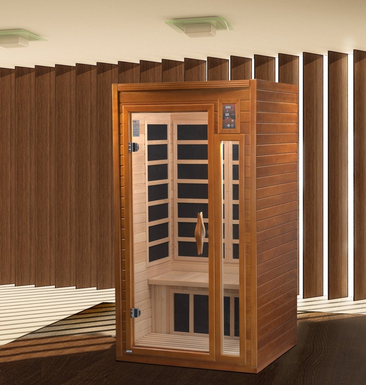 Golden Designs Ultra Low EMF 1-Person Dynamic "Barcelona Elite" FAR Infrared Sauna with Hemlock Wood | Model: DYN-6106-01 Elite || - DYN-6106-01 Elite