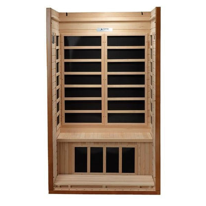 Golden Designs Low EMF 1-Person Dynamic "Barcelona" FAR Infrared Sauna with Hemlock Wood | Model: DYN-6106-01 - DYN-6106-01