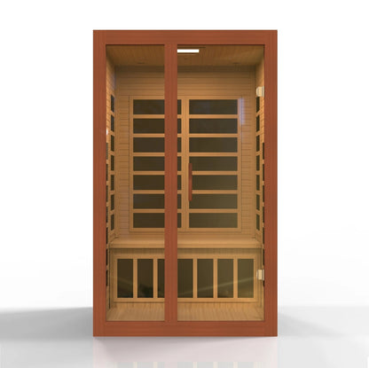 Golden Designs Ultra Low EMF 2-Person Dynamic "Santiago Elite" FAR Infrared Sauna with Dark Honey Hemlock Wood | Model: DYN-6209-02 Elite - DYN-6209-02 ELITE