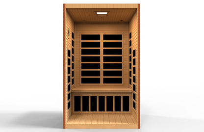 Golden Designs Ultra Low EMF 2-Person Dynamic "Santiago Elite" FAR Infrared Sauna with Dark Honey Hemlock Wood | Model: DYN-6209-02 Elite - DYN-6209-02 ELITE