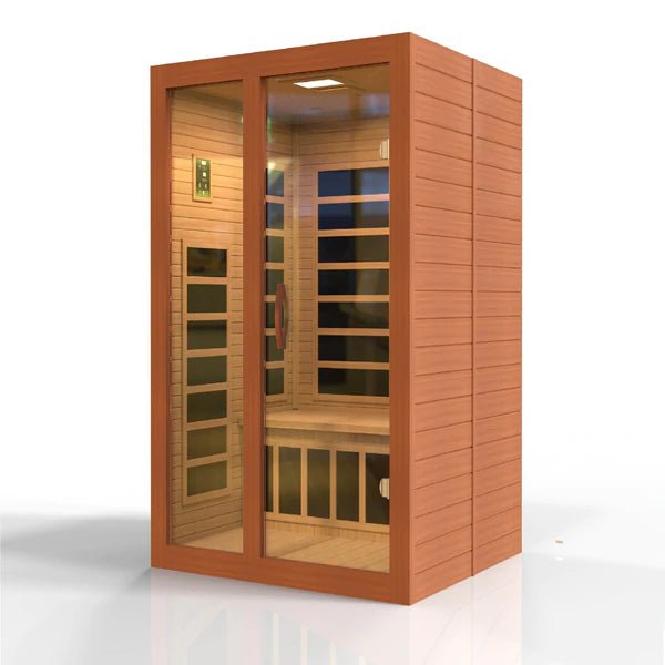 Golden Designs Ultra Low EMF 2-Person Dynamic "Santiago Elite" FAR Infrared Sauna with Dark Honey Hemlock Wood | Model: DYN-6209-02 Elite || - DYN-6209-02 ELITE