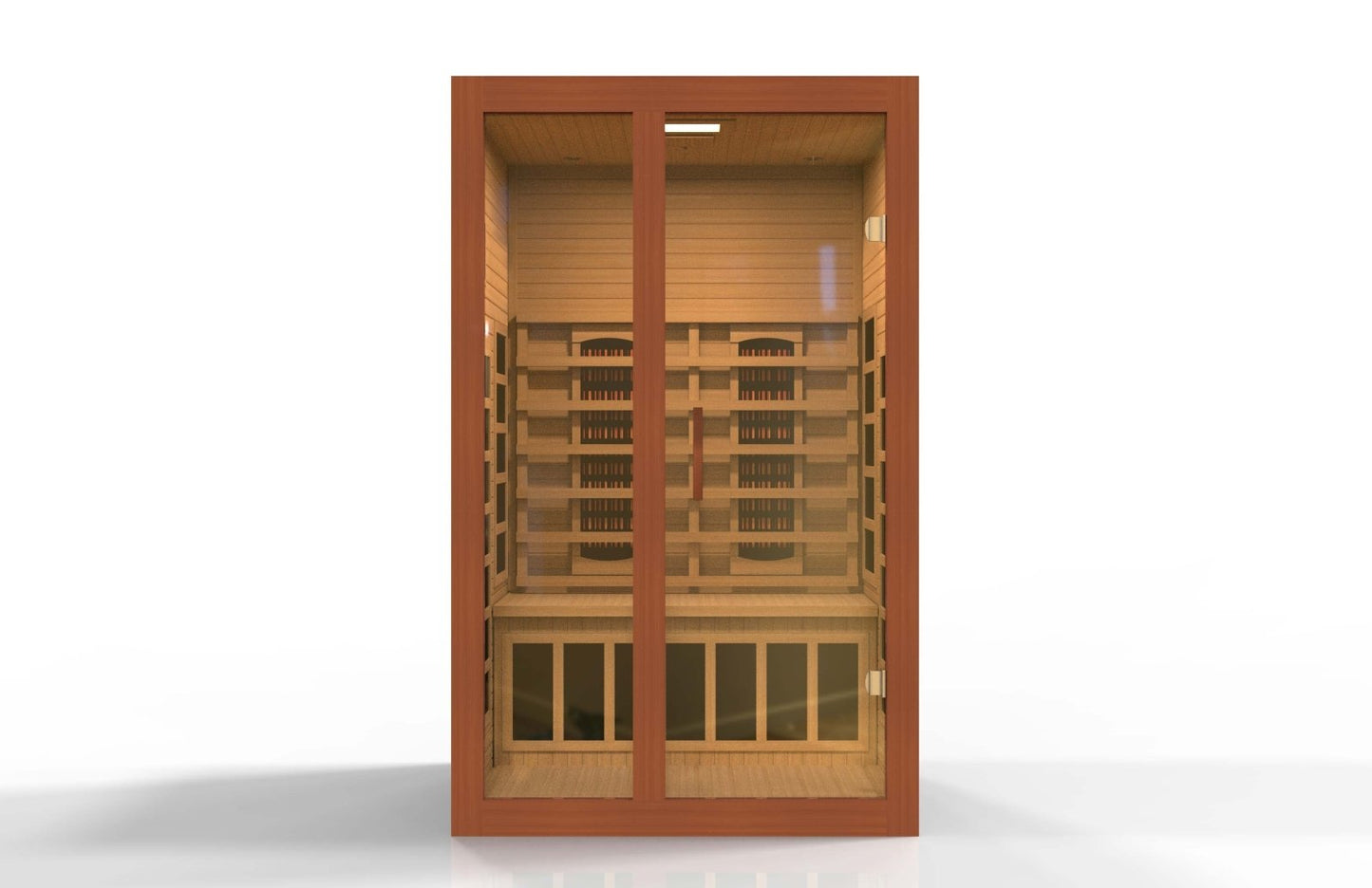 Golden Designs Near Zero EMF 2-Person Dynamic Full Spectrum "Santiago" FAR Infrared Sauna with Dark Honey Hemlock Wood | Model: DYN-6209-03 FS || - DYN-6209-03 FS