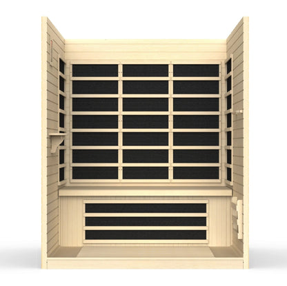 Golden Designs Ultra Low EMF 3-Person Dynamic "Vila" FAR Infrared Sauna with Hemlock Wood | Model: DYN-6315-02 - DYN-6315-02