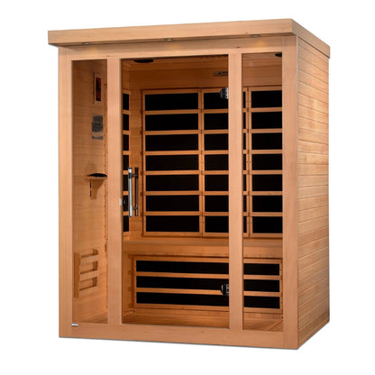 Golden Designs Ultra Low EMF 3-Person Dynamic "Vila" FAR Infrared Sauna with Hemlock Wood | Model: DYN-6315-02 - DYN-6315-02