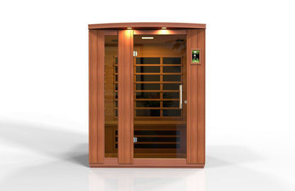 Golden Designs Ultra Low EMF 3-Person Dynamic "Lugano" FAR Infrared Sauna with Hemlock Wood | Model: DYN-6336-02 Elite - DYN-6336-02 ELITE