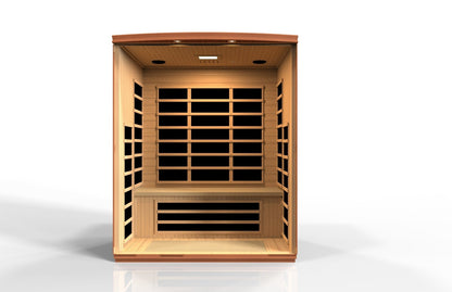 Golden Designs Ultra Low EMF 3-Person Dynamic "Lugano" FAR Infrared Sauna with Hemlock Wood | Model: DYN-6336-02 Elite - DYN-6336-02 ELITE