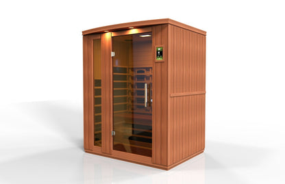 Golden Designs Near Zero EMF 3-Person Dynamic Full Spectrum "Lugano" FAR Infrared Sauna with Hemlock Wood | Model: DYN-6336-03 FS - DYN-6336-03 FS