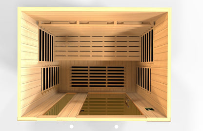 Golden Designs Near Zero EMF 3-Person Dynamic Full Spectrum "Lugano" FAR Infrared Sauna with Hemlock Wood | Model: DYN-6336-03 FS - DYN-6336-03 FS