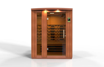 Golden Designs Near Zero EMF 3-Person Dynamic Full Spectrum "Lugano" FAR Infrared Sauna with Hemlock Wood | Model: DYN-6336-03 FS - DYN-6336-03 FS