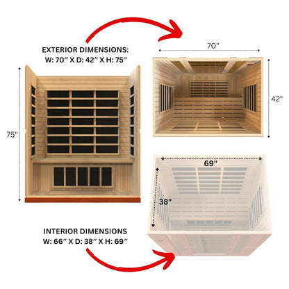 Golden Design Low EMF 4-Person Dynamic "Bergamo" Infrared Sauna with Hemlock Wood | Model: DYN-6440-01 - DYN-6440-01