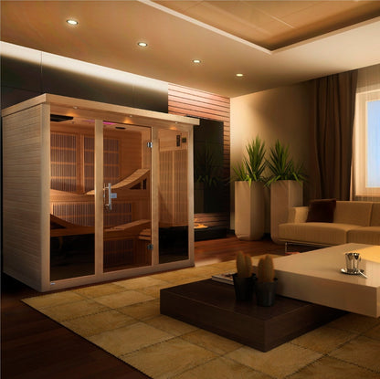 Golden Design Ultra Low EMF 6-Person Dynamic "Monaco" Infrared Sauna with Hemlock Wood | Model: DYN-6996-01 - DYN-6996-02