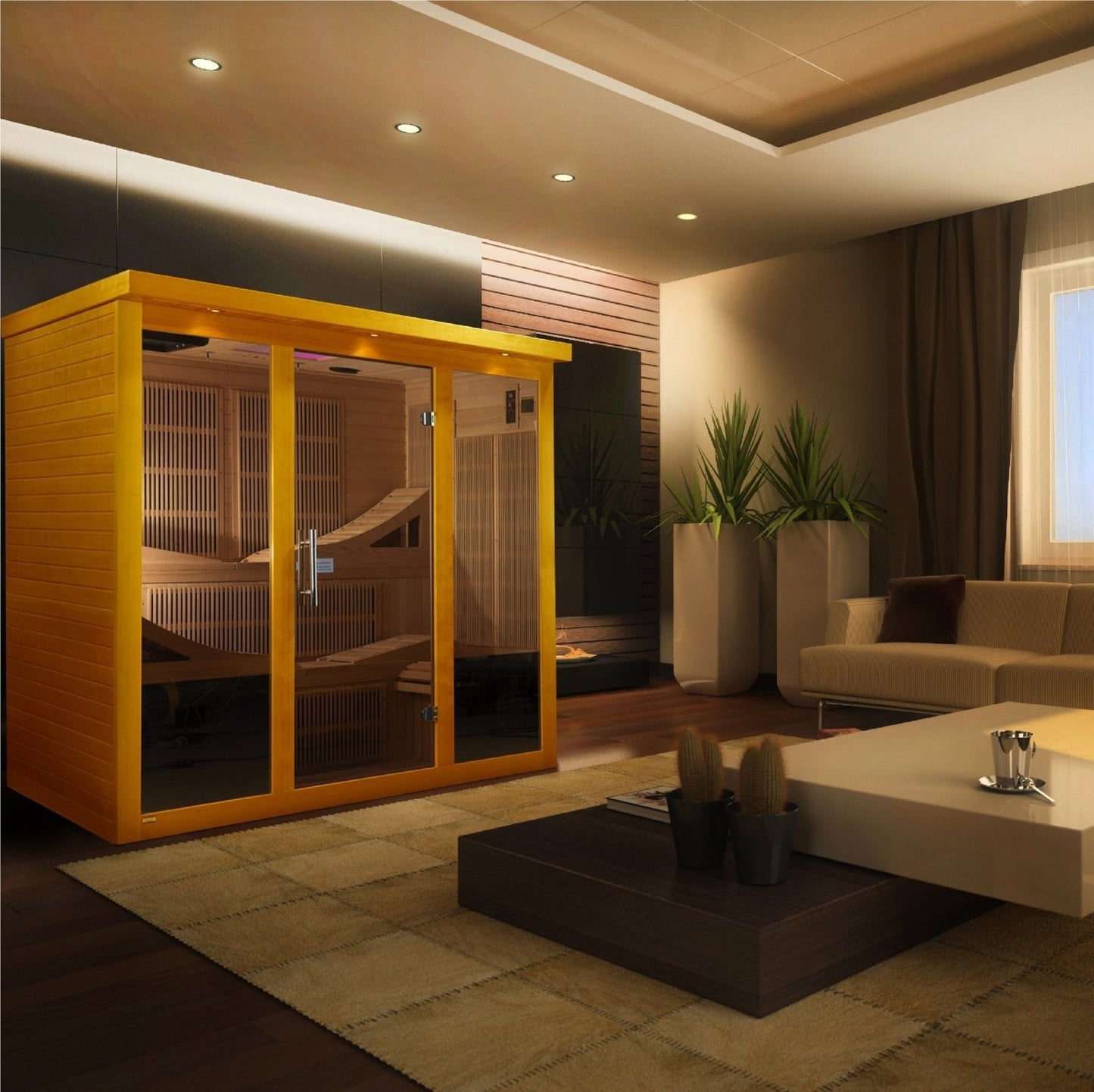 Golden Design Ultra Low EMF 6-Person Dynamic "Monaco" Infrared Sauna with Hemlock Wood | Model: DYN-6996-01 - DYN-6996-02