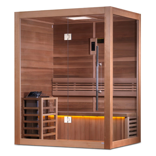 Golden Designs 3-Person Traditional Sauna "Hanko" - Red Cedar | GDI-7202-01 || - GDI-7202-01