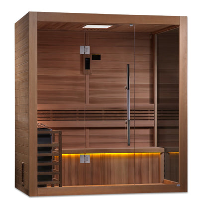 Golden Designs 3-Person "Forssa" Traditional Sauna - corner unit with Hemlock | GDI-7203-01 - GDI-7203-01