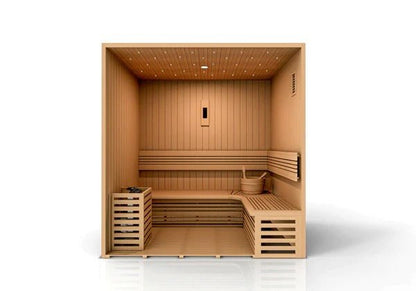 Golden Designs Steam Sauna 3-Person "Copenhagen Edition" Traditional Sauna with Red Cedar Wood | Model: GDI-7389-01 - GDI-7389-01