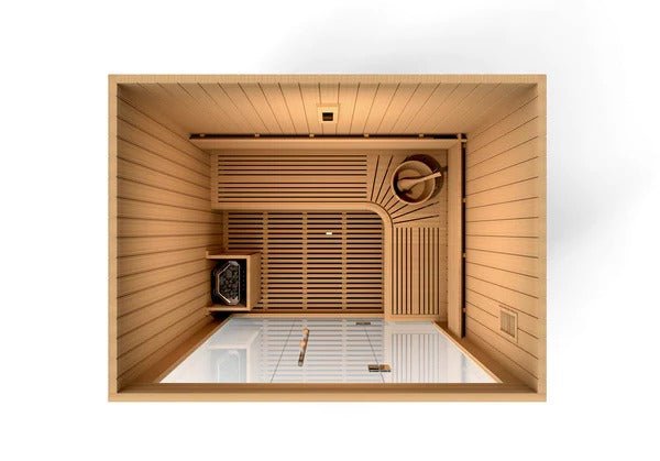 Golden Designs Steam Sauna 3-Person "Copenhagen Edition" Traditional Sauna with Red Cedar Wood | Model: GDI-7389-01 || - GDI-7389-01