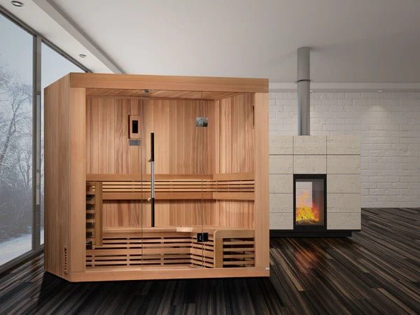 Golden Designs Steam Sauna 3-Person "Copenhagen Edition" Traditional Sauna with Red Cedar Wood | Model: GDI-7389-01 || - GDI-7389-01