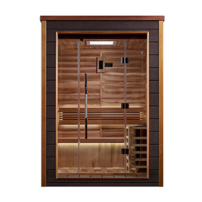 Golden Designs "Narvik" 2-Person Indoor/Outdoor Traditional Sauna (GDI-8202-01) - Canadian Red Cedar Interior - GDI-8202-01