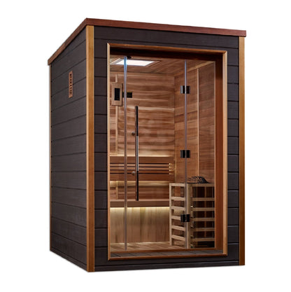 Golden Designs "Narvik" 2-Person Indoor/Outdoor Traditional Sauna (GDI-8202-01) - Canadian Red Cedar Interior - GDI-8202-01