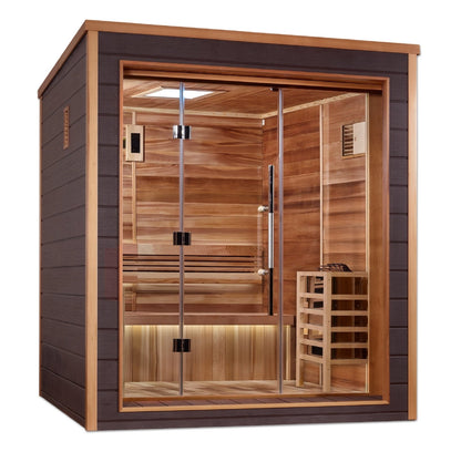 Golden Designs "Drammen" 3-Person Outdoor-Indoor Traditional Steam Sauna (GDI-8203-01) - Canadian Red Cedar Interior - GDI-8203-01