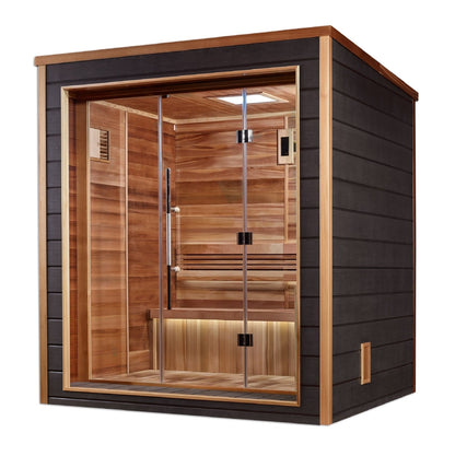 Golden Designs "Drammen" 3-Person Outdoor-Indoor Traditional Steam Sauna (GDI-8203-01) - Canadian Red Cedar Interior - GDI-8203-01