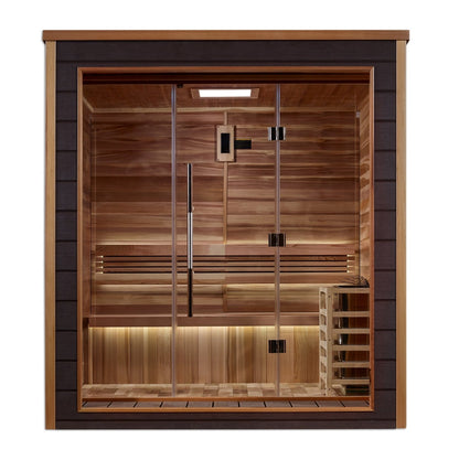 Golden Designs "Drammen" 3-Person Outdoor-Indoor Traditional Steam Sauna (GDI-8203-01) - Canadian Red Cedar Interior - GDI-8203-01