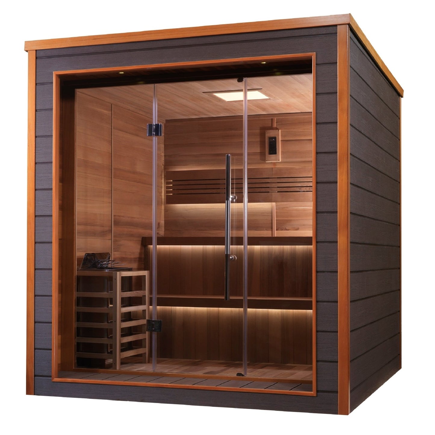 Golden Designs "Bergen" 6-Person Indoor/Outdoor Traditional Steam Sauna (GDI-8206-01) - Red Cedar Interior - GDI-8206-01