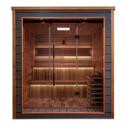 Golden Designs "Bergen" 6-Person Indoor/Outdoor Traditional Steam Sauna (GDI-8206-01) - Red Cedar Interior - GDI-8206-01