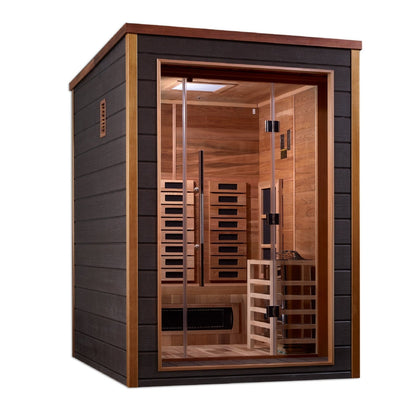 Golden Designs "Nora" 2-Person Indoor/Outdoor Hybrid Sauna w/ PureTech™ Full Spectrum (GDI-8222-01) - Canadian Red Cedar Interior - GDI-8222-01