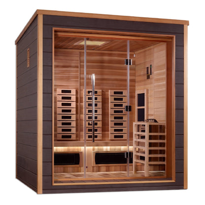 Golden Designs "Visby" 3-Person Indoor/Outdoor PureTech™ Hybrid Full Spectrum Sauna (GDI-8223-01) - Canadian Red Cedar Interior - GDI-8223-01