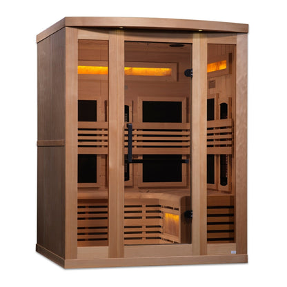 Golden Designs Near Zero EMF 3-Person Full Spectrum PureTech™ Infrared Sauna with Himalayan Salt Bar | Model: GDI-8230-01 - GDI-8230-01