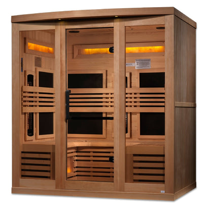 Golden Designs Near Zero EMF 6-Person Full Spectrum PureTech™ Infrared Sauna with Himalayan Salt Bar | Model: GDI-8260-01 - GDI-8260-01