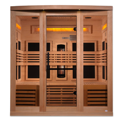 Golden Designs Near Zero EMF 6-Person Full Spectrum PureTech™ Infrared Sauna with Himalayan Salt Bar | Model: GDI-8260-01 - GDI-8260-01